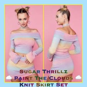 🌈 ⛅️Sugar Thrillz ‘Paint The Clouds’ Knit Skirt Set⛅️🌈